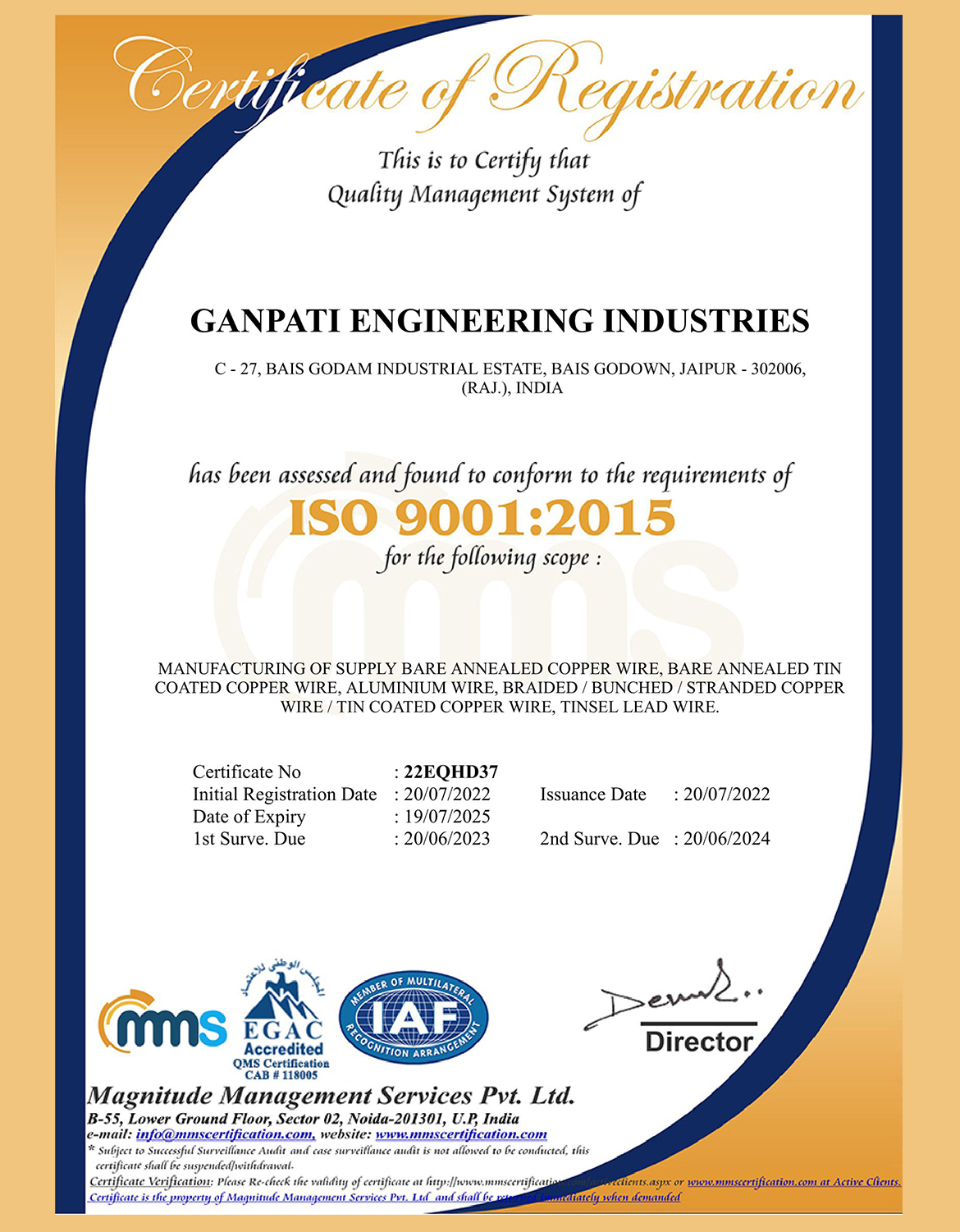 GANPATI ENGINEERING INDUSTES-ISO 9001-2015